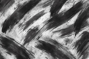 Gritty Black and White Brush Strokes Texture, Abstract Artistic Background, Rough Paint Streaks, Modern Urban Grunge Effect