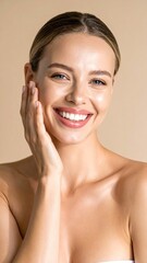 Smiling woman with flawless skin