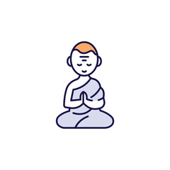 Buddha icon design with white background stock illustration