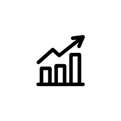 Financial chart displays upward trending arrow near growing bars in simple graphic
