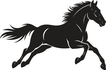 Horse Silhouette Running Animal Vector Art Black Illustration Design Wild Nature