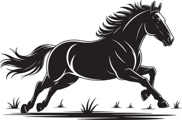 Horse Silhouette Running Animal Vector Art Black Illustration Design Wild Nature