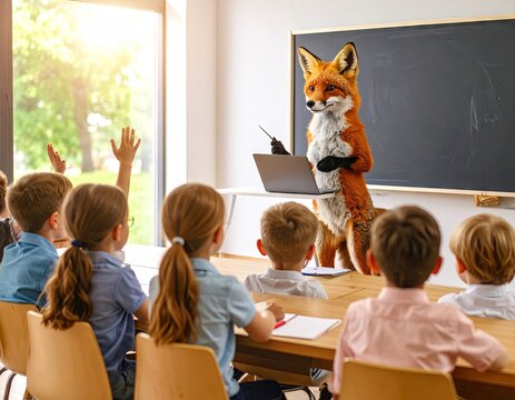 Fox teacher instructing children in classroom