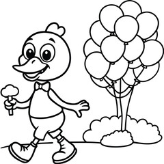 Duck line art coloring page 
