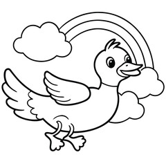 Duck line art coloring page 