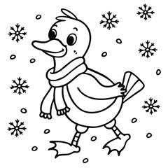 Duck line art coloring page 