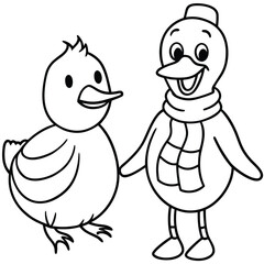 Duck line art coloring page 