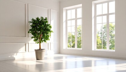 Fototapeta premium Spacious, bright room with a plant