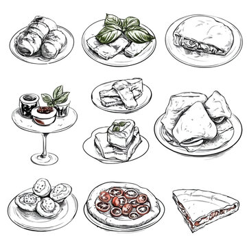 Italian Cuisine Sketch Set: Bruschetta