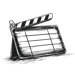 Clapperboard Sketch on White Background