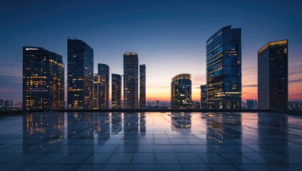 Urban cityscape panorama at twilight