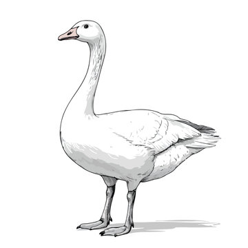 Elegant White Goose Sketch Artwork