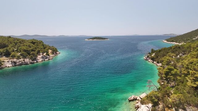 Aerial View of Sovljak Islet and Sovlja Cove