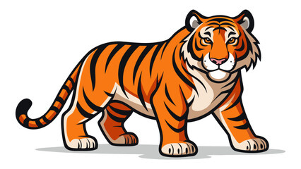 Naklejka premium Tiger vector illustration of a wild bengal cat, a striped feline predator, isolated on a white background