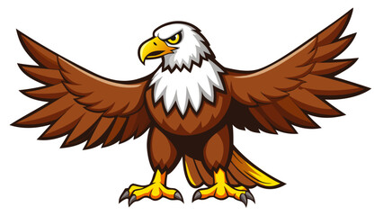 Obraz premium Flying American bald eagle vector illustration with a red ribbon, a symbol of freedom