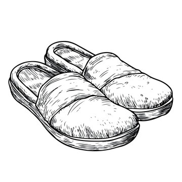 Hand Drawn Sketch Slipper Illustration