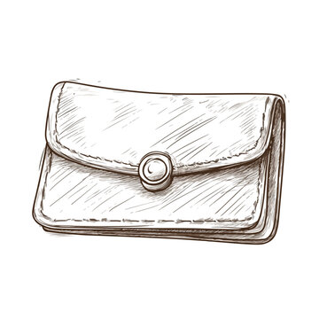 Hand-drawn small woman purse sketch