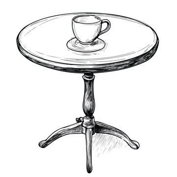 Small Round Glass Table Sketch