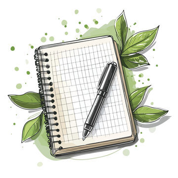 Spring notebook sketch with pen illustration