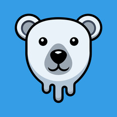 Naklejka premium Polar, Bear, Animal, Cute, White, Winter, Arctic, Ice, Cold, Globalwarming, Climate, Change, Melting, Head, Face, Cartoon, Happy, Friendly, Adorable, Sweet, Charming, Joyful, Character, Mascot, Mammal