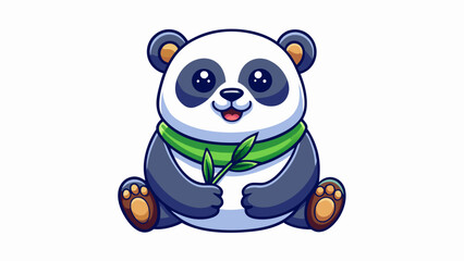 A cute baby panda character illustration with a fun smile, isolated on white with bamboo, perfect for a wildlife art vector