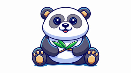 A cute baby panda cartoon character illustration in a wild bamboo nature setting, perfect for children's fun zoo art