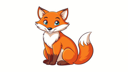 A cute red fox cartoon illustration with a bushy tail, resembling a playful wild dog or cat, designed for nature and forest themes