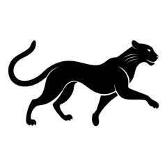 Naklejka premium Panther, Animal, Cat, Feline, Predator, Wild, Nature, Wildlife, Black, Graceful, Sleek, Powerful, Fast, Running, Stalking, Hunter, Panthera, Puma, Jaguar, Leopard, Stealthy, Nocturnal, Agile, Muscular