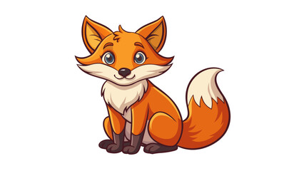 A funny red fox cartoon vector illustration with a cute smile and a bushy tail