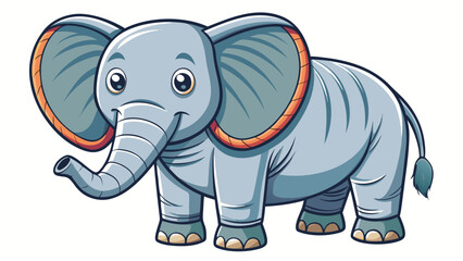 Funny baby elephant cartoon isolated on white, a cute wild animal illustration