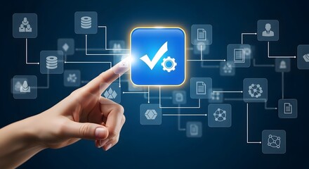 Naklejka premium Automation workflow process optimization digital transformation technology concept
