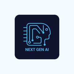 Next Generation AI modern vector logo. A futuristic blue N, G, A, I logo featuring circuit lines and humanize shape. Perfect for AI startups, machine learning companies, and innovative tech branding.