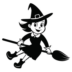 halloween witch, broomstick, black and white, witch flying, spooky, halloween costume, magic, halloween holiday, halloween character, scary, flying witch, halloween vector, halloween design, halloween