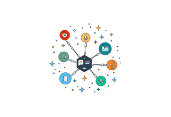 Obraz premium Infographic of interconnected icons representing various concepts 