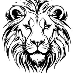 Majestic Lion Head with Flowing Mane – Flat Style Vector Illustration