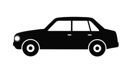 Simple Black Silhouette of a Sedan Car