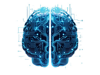 Artificial Intelligence Brain with Glowing Circuitry. Futuristic Digital Technology Concept.