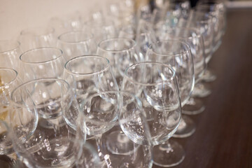 An Elegant and Charming Lineup of Crystal Clear Champagne Flutes Featured at the Event