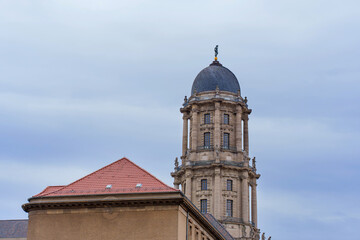 Obraz premium Historic Altes Stadthaus Architecture In Berlin Under Dramatic Sky