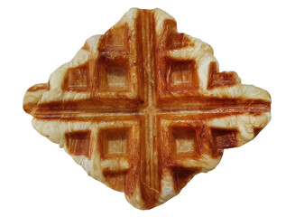 New idea croissant waffle or Croffle, raw Croissant baked in waffle pan, dessert crispy skin, bakery pastry isolated cutout transparent background