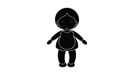 Simple Black Silhouette of a Baby or Toddler Wearing an Apron