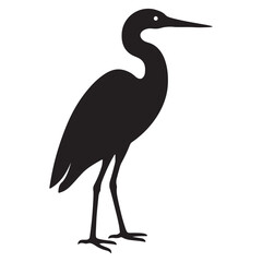 Obraz premium Elegant Heron Silhouette Icon in Flight Over Lake