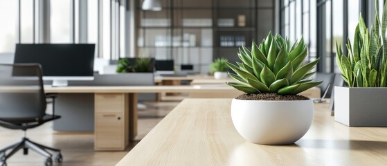 Modern office space with plants