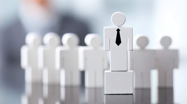 Concepto de estructura organizacional con equipo empresarial al fondo