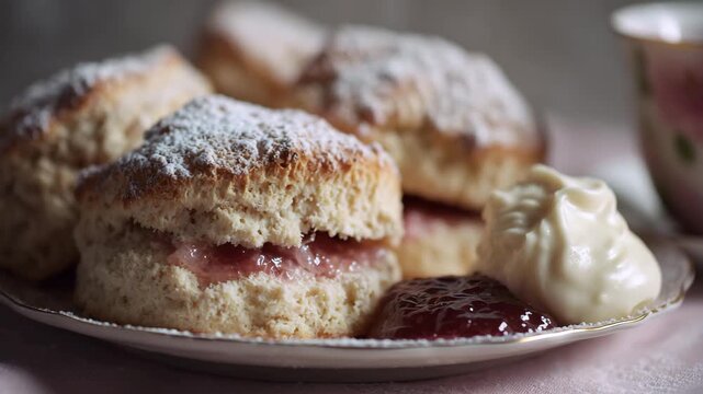 Scone with strawberry jam