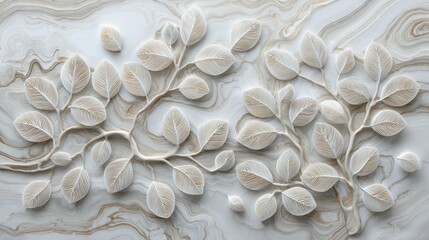 Ornate leaf design on a marbled surface.