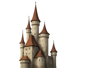 Fototapeta premium Majestic medieval castle rising against transparent background