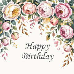Romantic Floral Birthday Card &ndash; Watercolor Peony Flowers with &ldquo;Happy Birthday Sweetheart&rdquo; Text