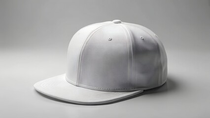 Fototapeta premium A white baseball cap with a flat brim, presented in a studio setting