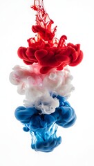 Red white and blue ink in water abstract art photography stock image background